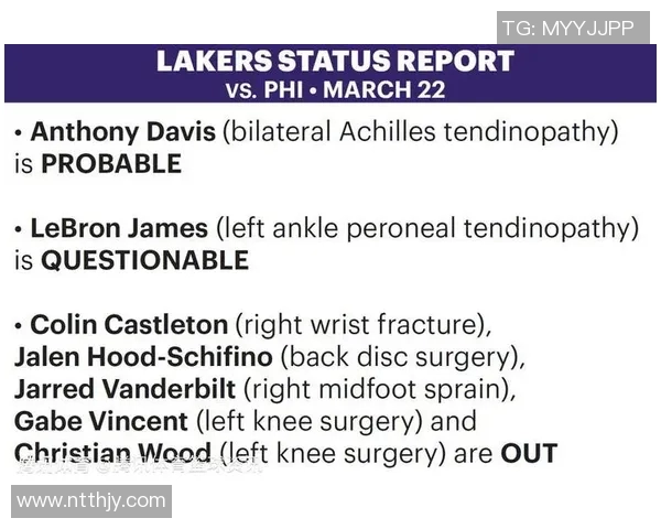 湖人伤病更新：詹姆斯确认今日可出战76人